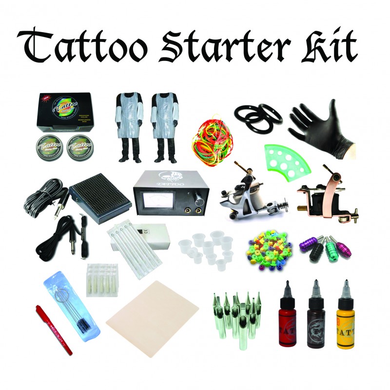 Complete Tattoo Starter Kit 1 Power Guns Ink Skins Tips 